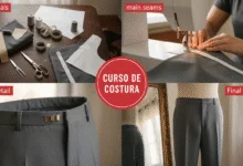 Detalle de costura en el proceso de confeccionar un pantalón de vestir para hombre a medida