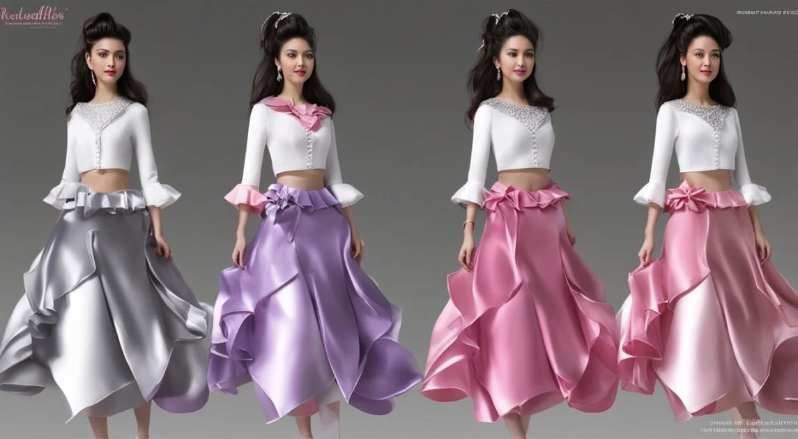 Combinación de tejidos en falda con volantes Combinación de tejidos en falda con volantes