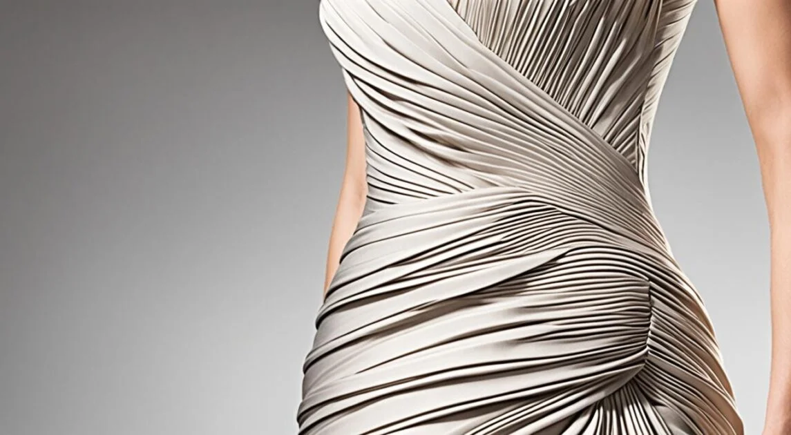 drapeado de vestido entallado con pliegues
